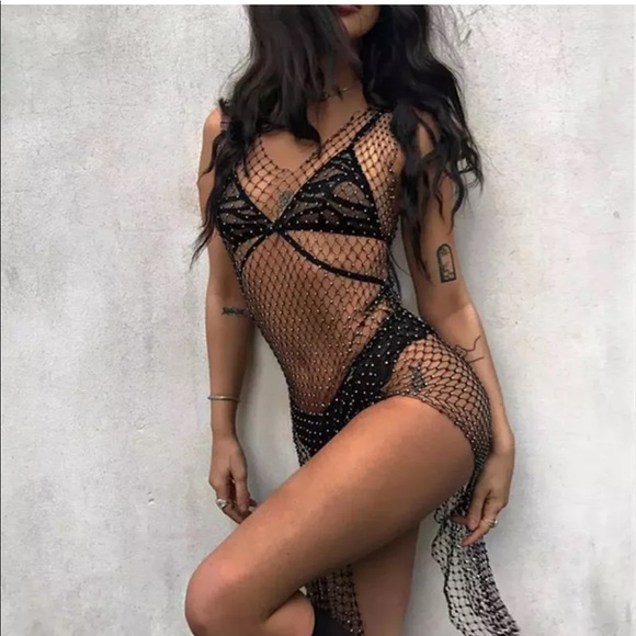 Black glittery glam swim cover up - Picture 2 of 6